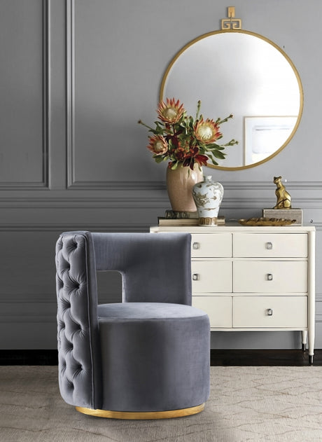 Theo Grey Velvet Accent Chair from Meridian - Luna Furniture