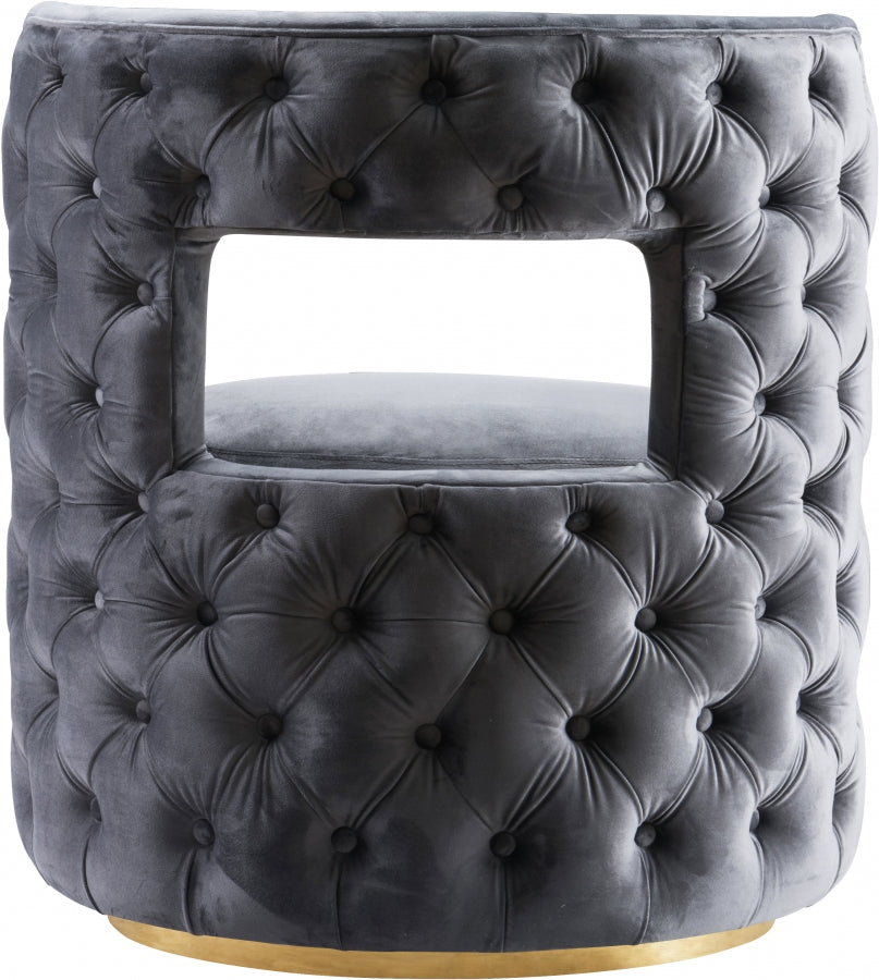 Theo Grey Velvet Accent Chair from Meridian - Luna Furniture