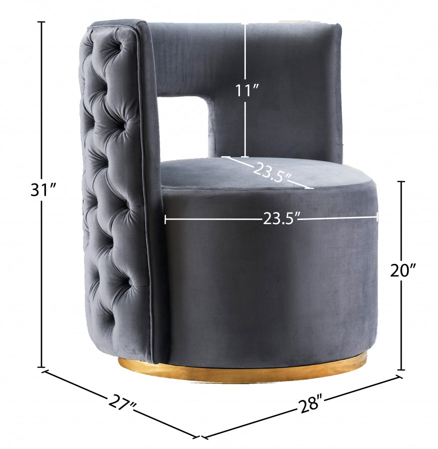 Theo Grey Velvet Accent Chair from Meridian - Luna Furniture