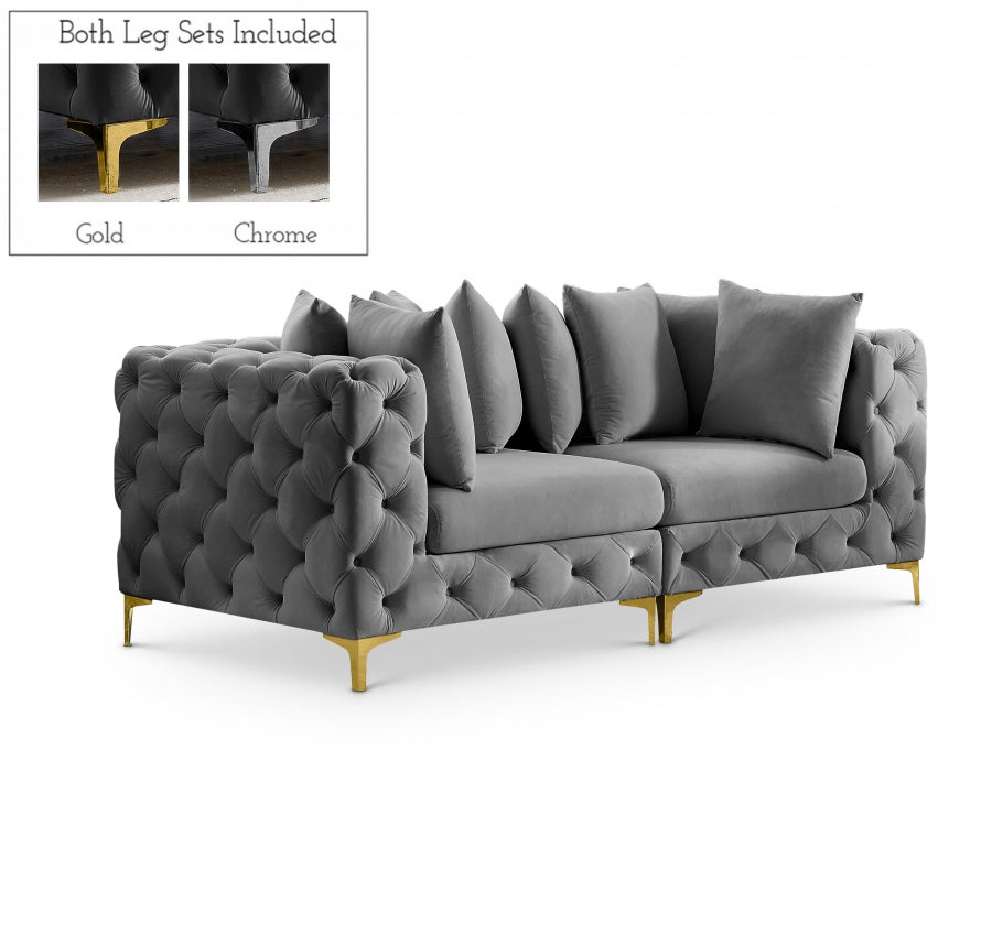 Tremblay Grey 78" Velvet Modular Loveseat from Meridian - Luna Furniture