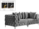 Tremblay Grey 78" Velvet Modular Loveseat from Meridian - Luna Furniture