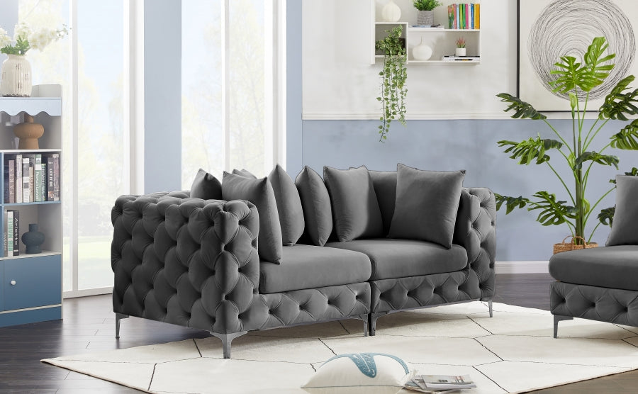 Tremblay Grey 78" Velvet Modular Loveseat from Meridian - Luna Furniture