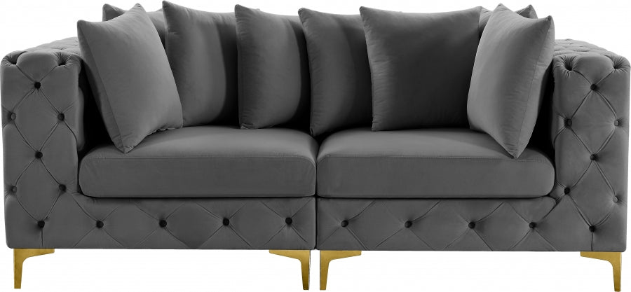 Tremblay Grey 78" Velvet Modular Loveseat from Meridian - Luna Furniture