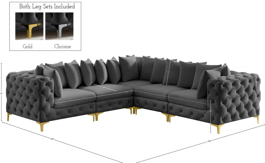 Tremblay Grey Velvet Modular Sectional from Meridian - Luna Furniture