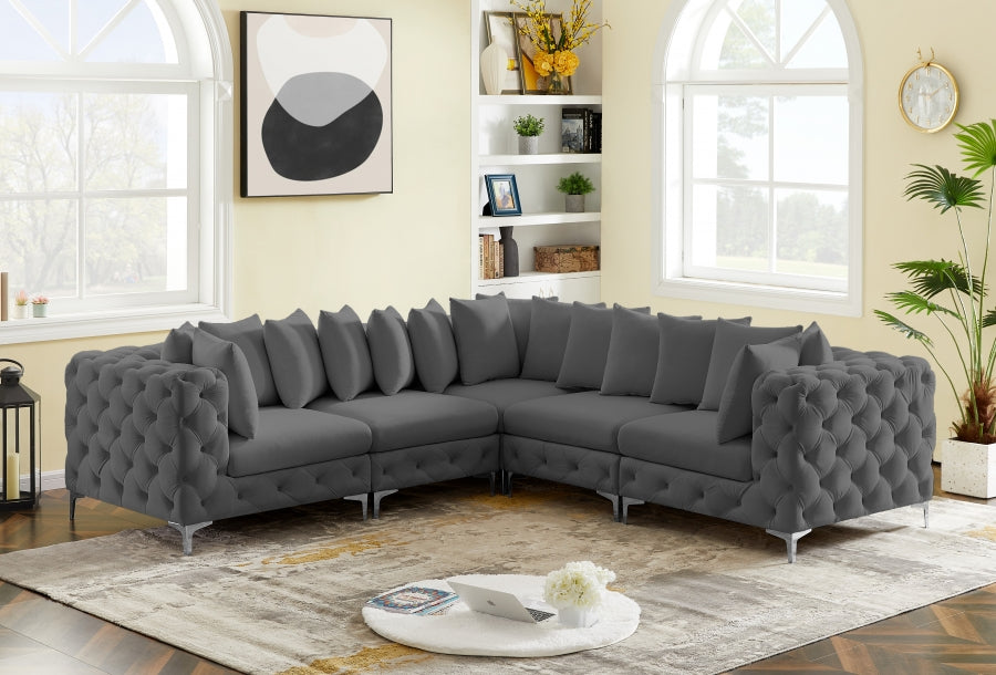 Tremblay Grey Velvet Modular Sectional from Meridian - Luna Furniture