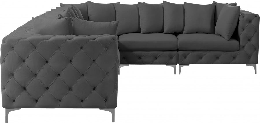 Tremblay Grey Velvet Modular Sectional from Meridian - Luna Furniture