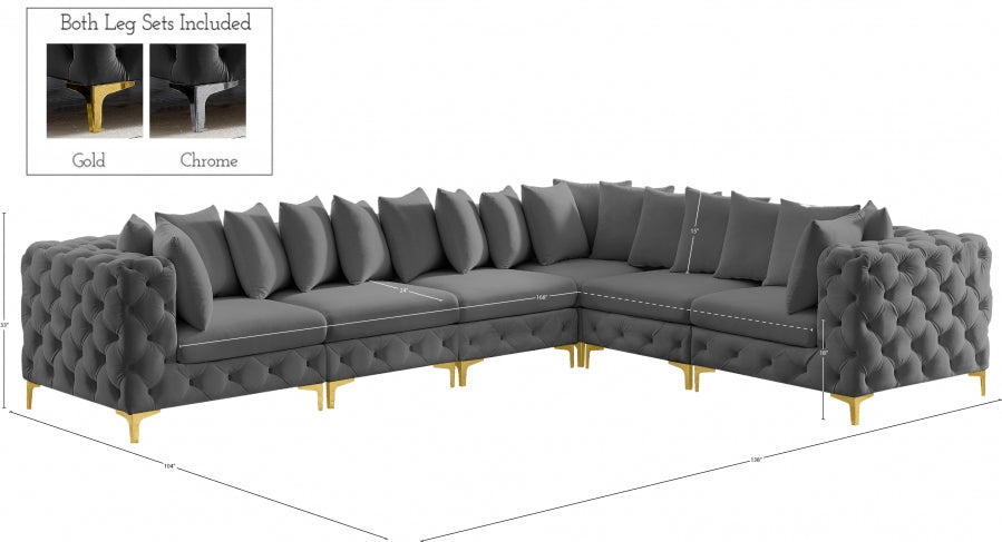 Tremblay Grey Velvet Modular Sectional from Meridian - Luna Furniture