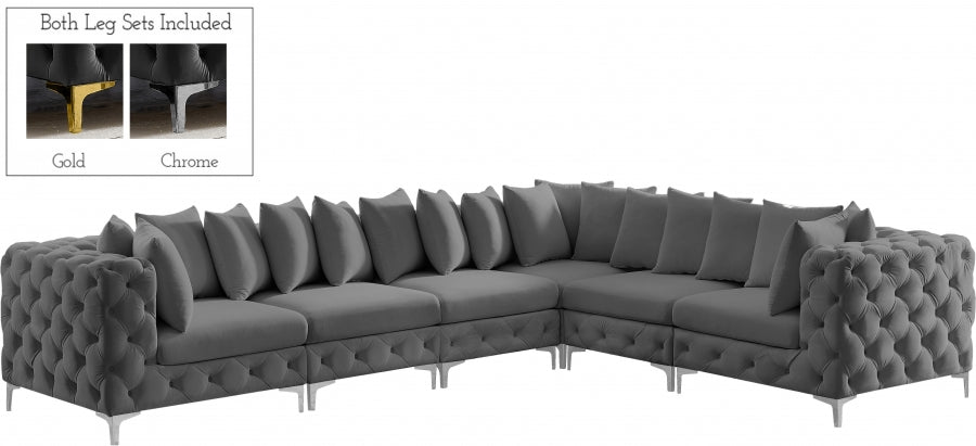 Tremblay Grey Velvet Modular Sectional from Meridian - Luna Furniture