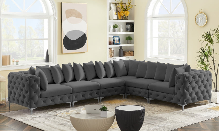 Tremblay Grey Velvet Modular Sectional from Meridian - Luna Furniture