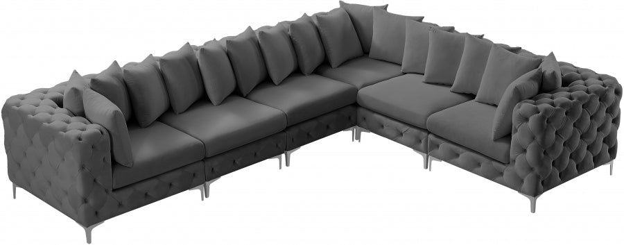 Tremblay Grey Velvet Modular Sectional from Meridian - Luna Furniture