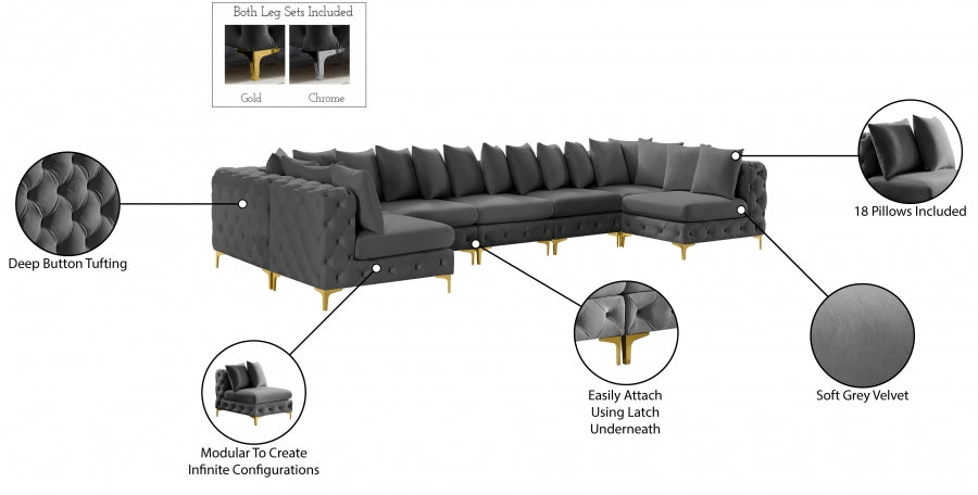 Tremblay Grey Velvet Modular Sectional from Meridian - Luna Furniture