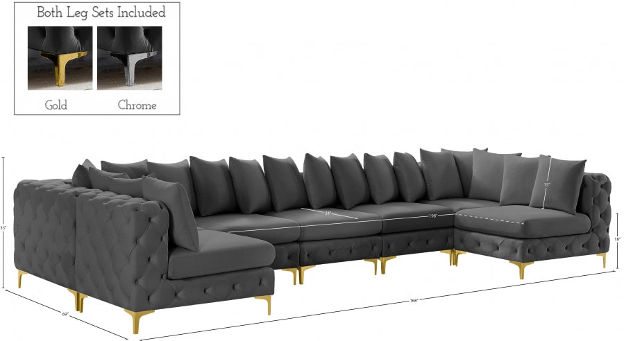 Tremblay Grey Velvet Modular Sectional from Meridian - Luna Furniture