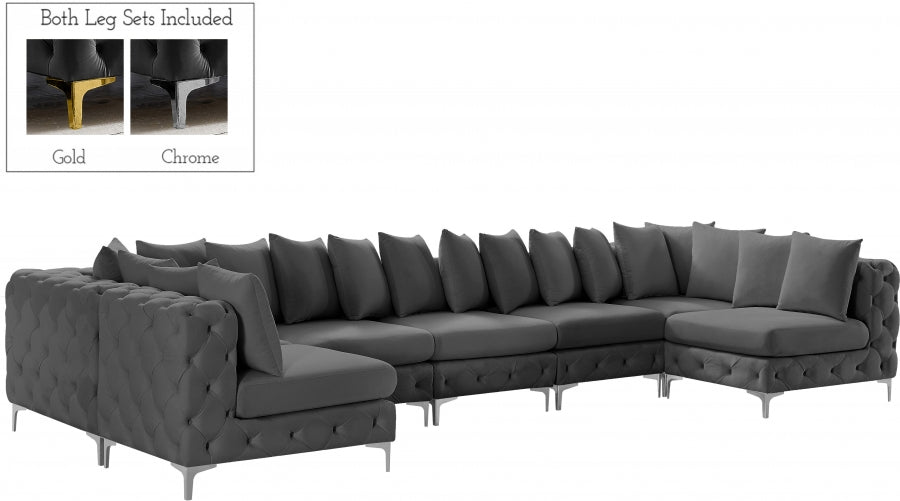 Tremblay Grey Velvet Modular Sectional from Meridian - Luna Furniture