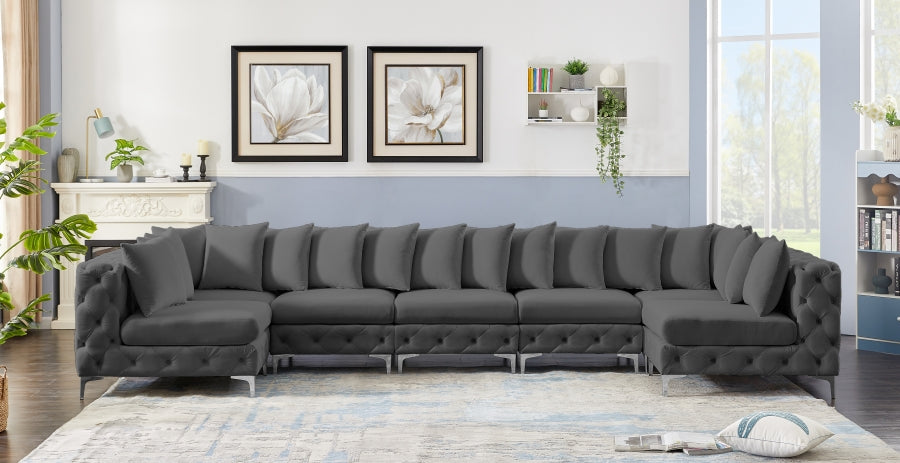 Tremblay Grey Velvet Modular Sectional from Meridian - Luna Furniture