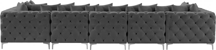 Tremblay Grey Velvet Modular Sectional from Meridian - Luna Furniture