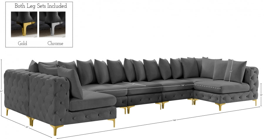 Tremblay Grey Velvet Modular Sectional from Meridian - Luna Furniture