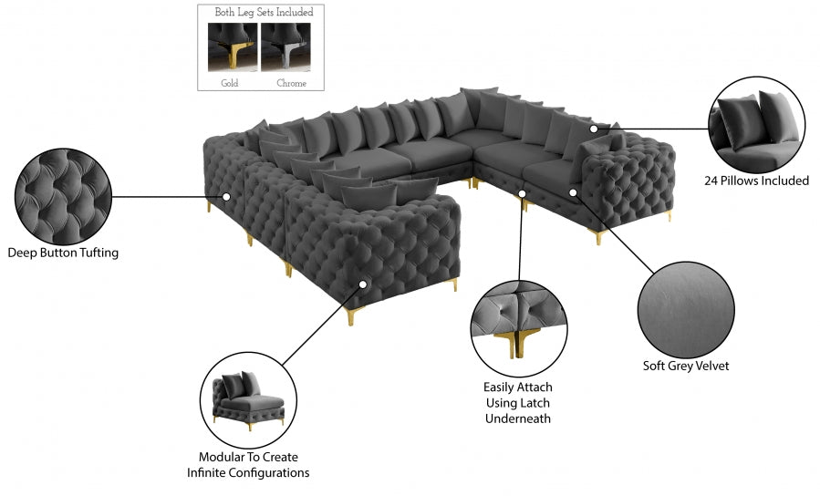 Tremblay Grey Velvet Modular Sectional from Meridian - Luna Furniture