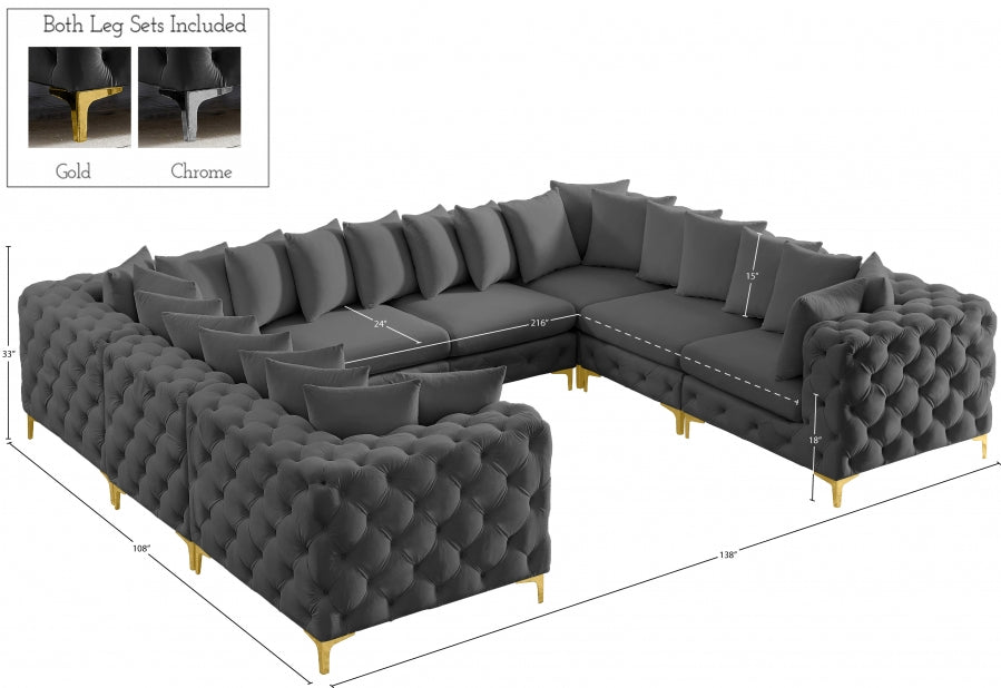 Tremblay Grey Velvet Modular Sectional from Meridian - Luna Furniture