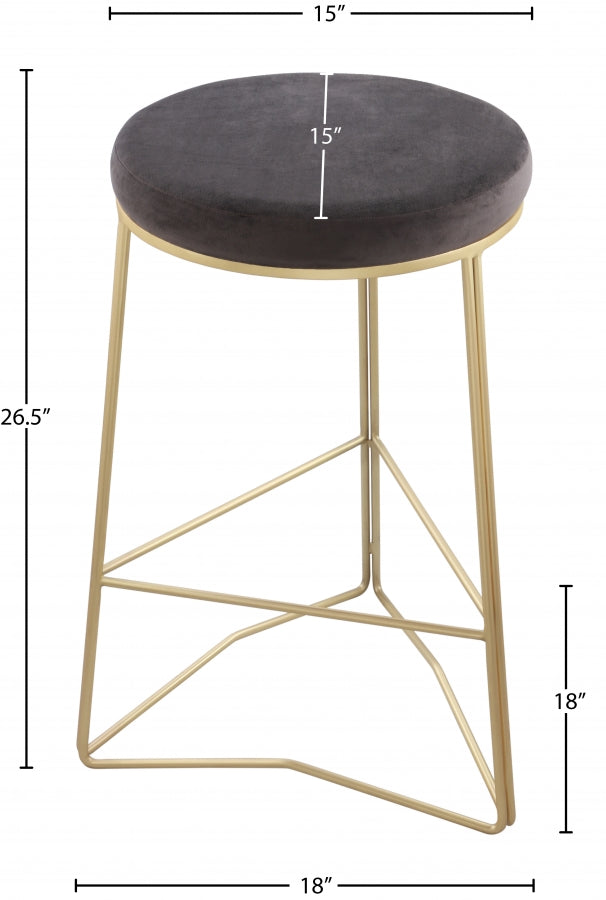 Tres Grey Velvet Counter Stool from Meridian - Luna Furniture