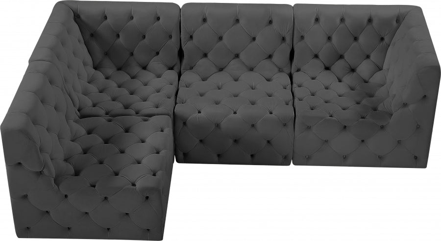 Tuft Grey Velvet Modular Sectional from Meridian - Luna Furniture