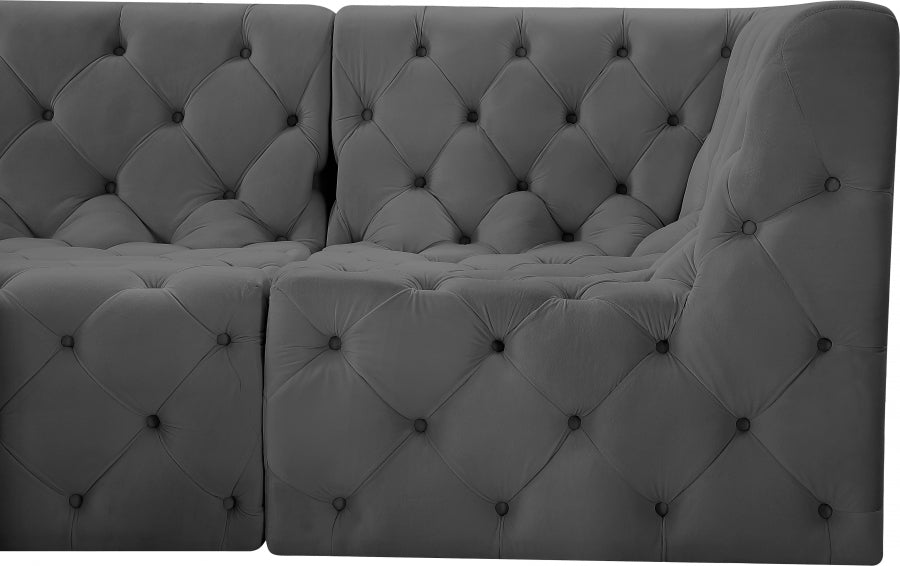 Tuft Grey Velvet Modular Sectional from Meridian - Luna Furniture