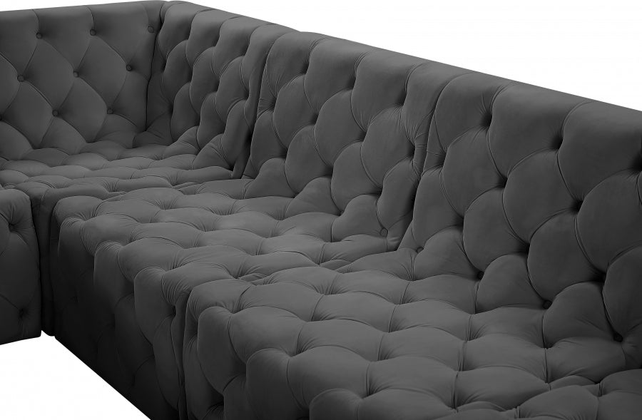 Tuft Grey Velvet Modular Sectional from Meridian - Luna Furniture