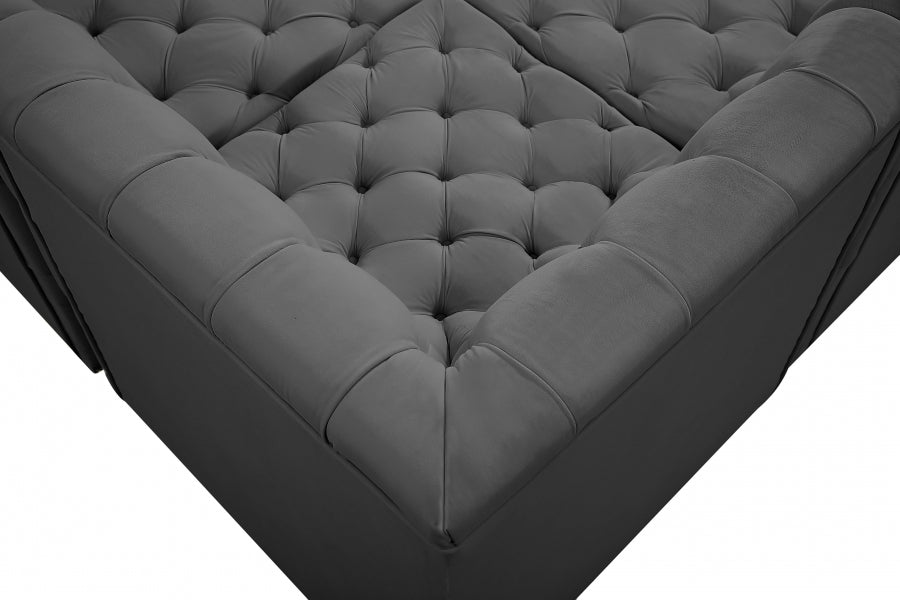 Tuft Grey Velvet Modular Sectional from Meridian - Luna Furniture