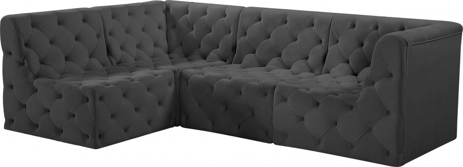 Tuft Grey Velvet Modular Sectional from Meridian - Luna Furniture