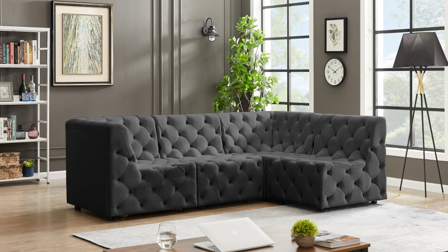 Tuft Grey Velvet Modular Sectional from Meridian - Luna Furniture