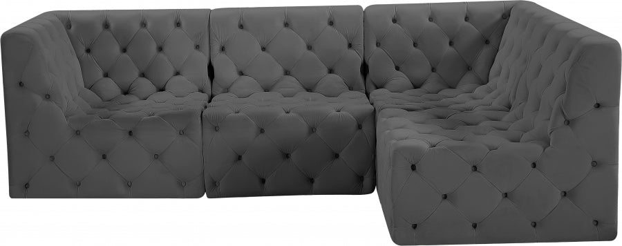 Tuft Grey Velvet Modular Sectional from Meridian - Luna Furniture