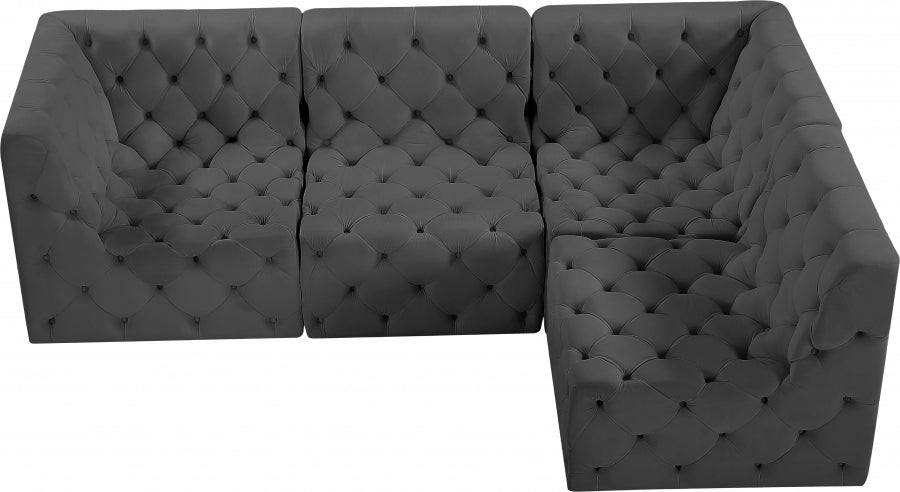 Tuft Grey Velvet Modular Sectional from Meridian - Luna Furniture