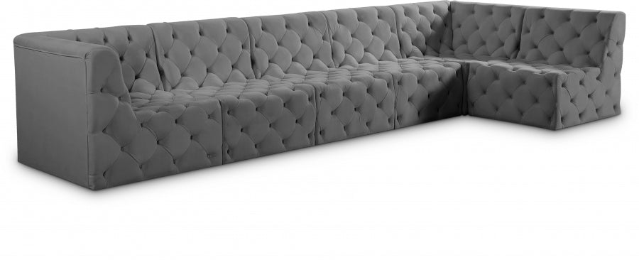 Tuft Grey Velvet Modular Sectional from Meridian - Luna Furniture