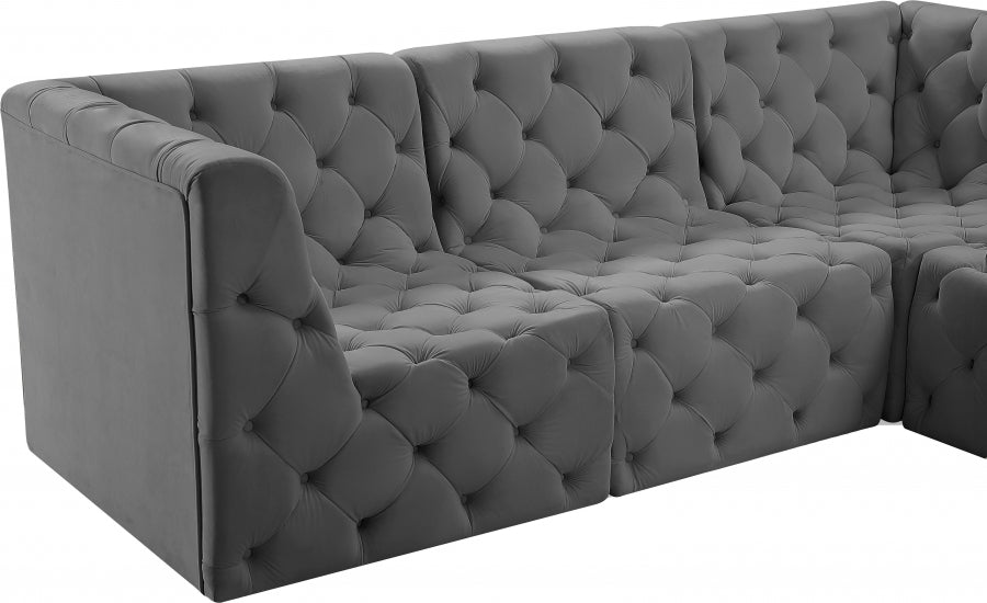 Tuft Grey Velvet Modular Sectional from Meridian - Luna Furniture