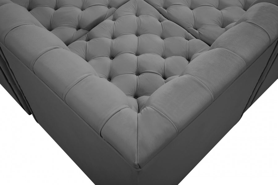 Tuft Grey Velvet Modular Sectional from Meridian - Luna Furniture