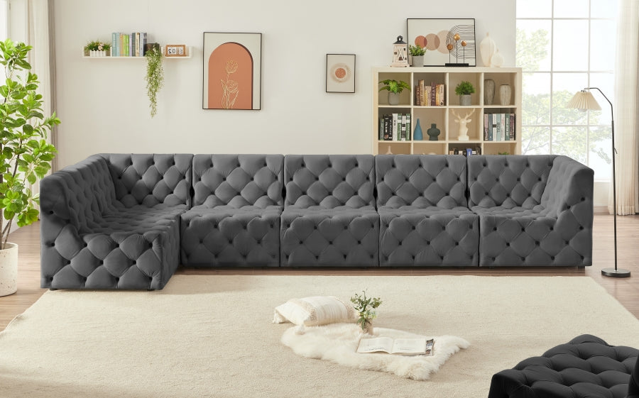 Tuft Grey Velvet Modular Sectional from Meridian - Luna Furniture