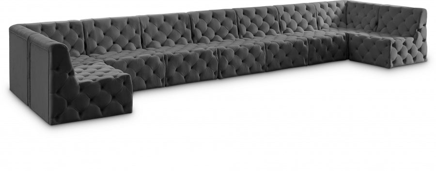 Tuft Grey Velvet Modular Sectional from Meridian - Luna Furniture