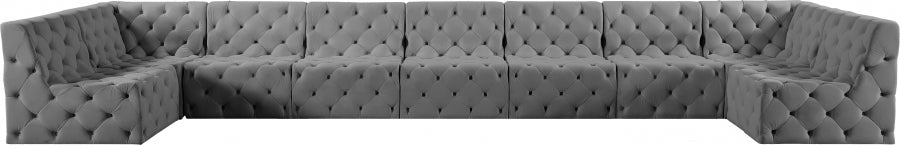 Tuft Grey Velvet Modular Sectional from Meridian - Luna Furniture