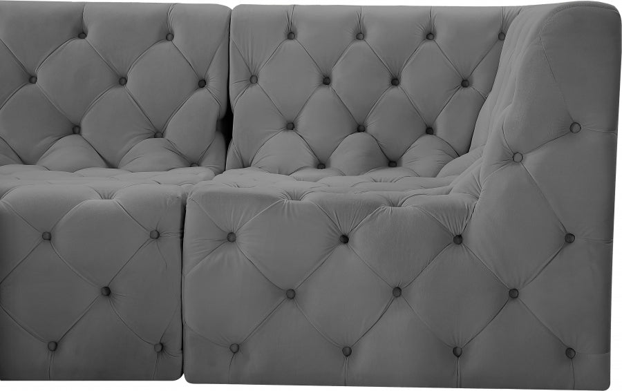 Tuft Grey Velvet Modular Sectional from Meridian - Luna Furniture