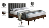 Vance Grey Mid-Century Modern Linen Textured King Bed from Meridian - Luna Furniture