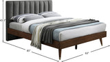 Vance Grey Mid-Century Modern Linen Textured Queen Bed from Meridian - Luna Furniture