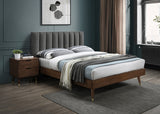 Vance Grey Mid-Century Modern Linen Textured Queen Bed from Meridian - Luna Furniture