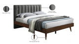 Vance Grey Mid-Century Modern Linen Textured Queen Bed from Meridian - Luna Furniture