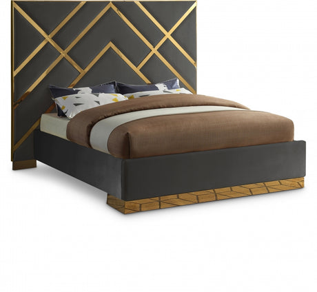 Vector Grey Velvet King Bed from Meridian - Luna Furniture