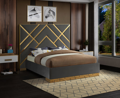 Vector Grey Velvet King Bed from Meridian - Luna Furniture