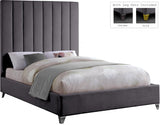 Via Grey Velvet Full Bed from Meridian - Luna Furniture