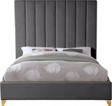 Via Grey Velvet Full Bed from Meridian - Luna Furniture