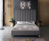 Via Grey Velvet Full Bed from Meridian - Luna Furniture