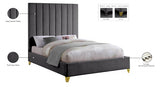 Via Grey Velvet Full Bed from Meridian - Luna Furniture