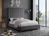 Via Grey Velvet Queen Bed from Meridian - Luna Furniture