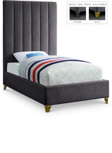 Via Grey Velvet Twin Bed from Meridian - Luna Furniture